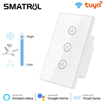 SMATRUL Tuya Touch Wifi Ventilator de Tavan Switch-NE Pentru Viața Inteligentă de la Distanță Timer Viteza de Perete Cristal de Sticlă APLICAȚIE de Control Alexa de Start Google