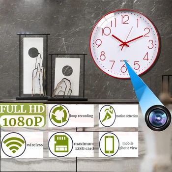 1080P Wifi Smart Home Mini Wireless de Supraveghere CameraSecurity Ceas de Perete IP Secret Cam de Detectare a Mișcării la Distanță Monitor Espiar