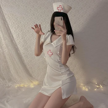 Sexy Costume Cosplay Nurse Dress Uniform Femei Set De Lenjerie Sexy Femei Exotice Cămașă De Noapte Sexy Japonia Kawaii Lenjerie