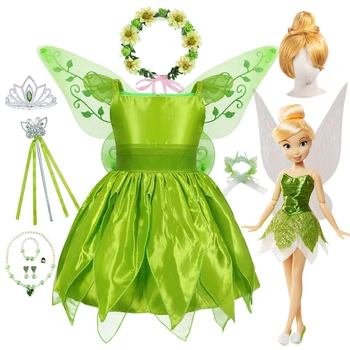 Noua Fata Tinker Bell Tiana Elf Verde Rochie Zână Fusta Rochie de Printesa de Dans pentru Copii de Performanță Costum Petrecere de Halloween, Cadou