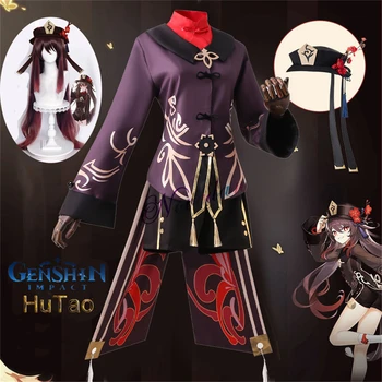 Genshin Impact Hutao Cosplay Costum Uniforma Peruca Cosplay Anime Joc Hu Tao Stil Chinezesc Costume De Halloween Pentru Femei
