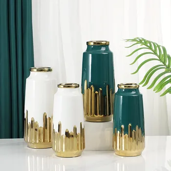 Nordic Decor Acasă Ceramică Vaze De Flori Uscate Ornament Creative Prin Galvanizare Aur Masă Vaze Camera De Zi De Decorare Cadou