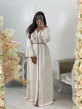 2023 Primavara/Vara Musulman Orientul Mijlociu, Dubai Moda pentru Femei Rochie Lunga Cuie Perla Halat de Rochie