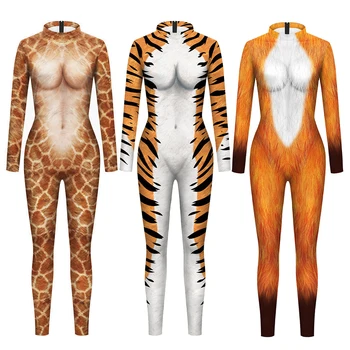 Cosplay Animal Girafa-Tigru Piele De Lup Câteva Costume Costum Salopeta Bărbați Femei Costume De Performanță Zentai Costum