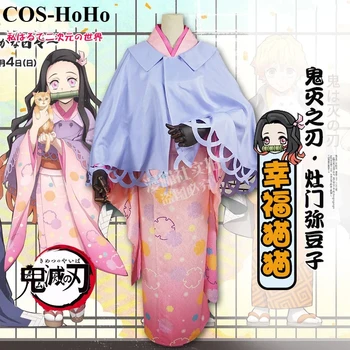 PENTRU că-HoHo Anime Demon Slayer: Kimetsu nu Yaiba Kamado Nezuko Pisica Fericit Tema Kimono Uniformă Cosplay Costum Petrecere Tinuta Femei