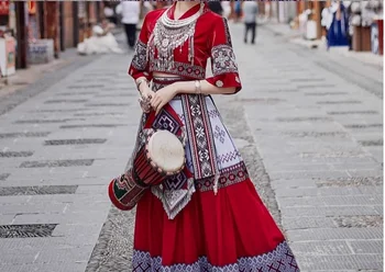 Stil chinezesc Miao costum de dans etnic, exotic pentru femei set