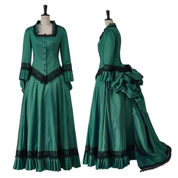Victorian, Renaissance Verde Fusta Lunga Pentru Femei Costum Bal Mascat Rochie De Scena De Teatru De Performanță Rochie Custom Made