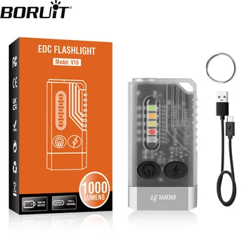 BORUiT V10 EDC Breloc Lanterna Fluorescență Lanterna Mini Tip C Reîncărcabilă Lumina de Lucru Cu Magnet UV Camping Lanternă de Buzunar