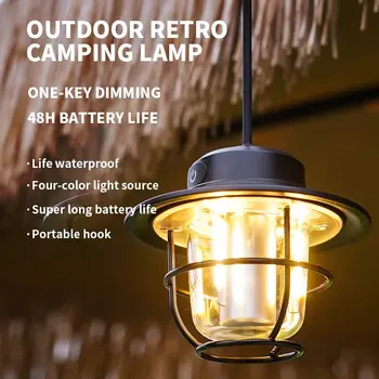 Retro Portabil Camping Lumina Reîncărcabilă Lumina Lampă de Agățat Acasă 4 Moduri Estompat Lanterna cu USB Felinar Camping Iluminat