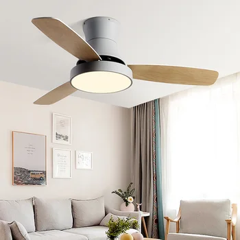 Camera de zi Ventilator de Tavan cu Lampă și la Distanță de Lemn paletele ventilatorului Motor de curent continuu Celing Fan