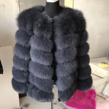 Femei de lux reale haină de blană de vulpe maneca Lunga iarna cald pufos blana naturala raton jacheta corpul mai cald original fabrica de design