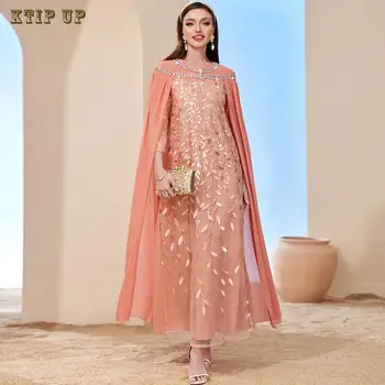 Moda Musulmană Dubai Portocaliu Frunze Plasă De Broderie Moda Mantie Rochie Dubai Doamnelor Islamic Rochie Lunga Arabia Saudită Abaya Turcă