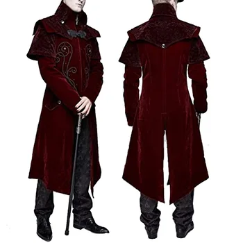 Medieval Castel European Vampir Diavolul Roșu Trench Cosplay Costum Evul Mediu Victorian Curtea Nobililor Haine