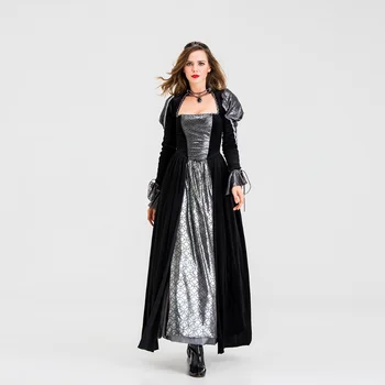 Negru Gotic, Vampir, Costum pentru Femei Carnaval de Halloween Petrecere de Lux, stil Victorian Regina Cosplay Uniformă
