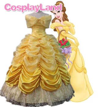 Printesa Belle Rochie Galbenă Cosplay Fancy Costume de Halloween Costum Belle de Pe Umăr pentru Femei Adulte Rochie Custom Made