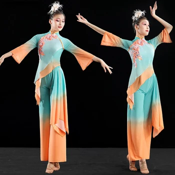 Tradițională Chineză Yangko Dans Popular Costum Național Tambur Talie Costum Adult Elegant Fan Spectacol De Dans Practică Haine