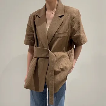 SuperAen Retro Stil Maneca Scurta Jacheta de Vara din Dantela-up Sacou de Culoare Solidă Vrac coreeană de Moda Sacouri Femei și Jachete