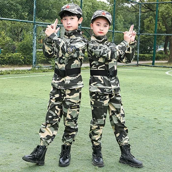 Pentru copii costum de camuflaj, elevii de școală primară' cu mânecă scurtă instruire militară haine, poliție, soldați, copii