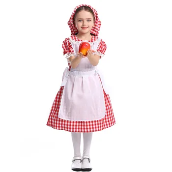 Copii Medieval Ferma Menajera Costum de Halloween Basm Cosplay Dantela Rosie Carouri Bere Oktoberfest Costum Fată