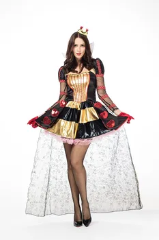 De Înaltă Calitate Nou Inima Rosie Regina Costum De Halloween Cosplay Rochie Fancy Pentru Adulti Femei Rochie Eleganta