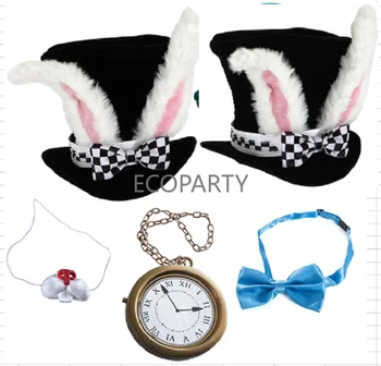 Costum de iepure Alice În țara Minunilor Dl Iepure Iepure Alb Pălărie Cosplay Recuzită Accesorii Set de 5 piese Set de Accesorii Ecoparty 20