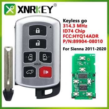 XNRKEY HQY14ADR 6 Btn de la Distanță Inteligent Cheie de Masina P/N:89904-08010 Pentru Toyota Sienna Cheie 2011-2020 Keyless Go Frecvent 314.3 MHZ Cip de IDENTIFICARE