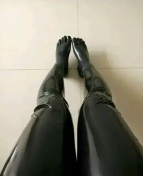 Femei Sexy latex jambiere cu degetele de la picioare slabanoage latex cu talie înaltă latex pantaloni degetele de la picioare