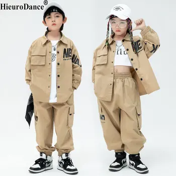 Băiatul Street Dance Tinuta pentru Fete Hip Hop Costume Copil Streetwear Etapa a Purta Copii Jazz Costume de Dans de Top Cargo Pantaloni Jogger