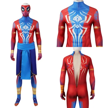 India Pavitr Prabhakar Cosplay Zentai Spider Costum pentru Bărbați Salopeta Body Peste Versetul de Halloween Petrecere de Carnaval jocuri de Rol