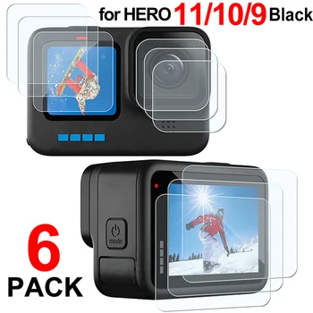 6Pcs/set Ecran Protector pentru Go Pro Hero 11/10/9 Negru Ultra Clear HD Temperat Pahar Ecran Protector pentru GoPro Hero 11 10 9