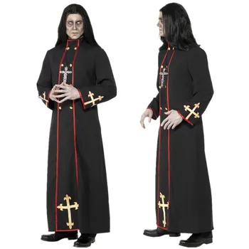 Halloween Vrajitor Cosplay Costum pentru Bărbați Medieval Roba de Călugăr Renașterii Călugărul Halat de Preot Petrecere cu Costume de Haine Creștine Costum