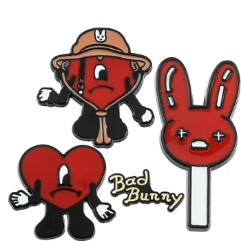 Bad Bunny Pin pentru Rucsac Accesorii Inima Rosie Email Insigne Moda Bijuterii Broșe Jacheta Denim Decor Cadou pentru Prieteni