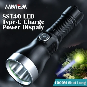 De mare putere SST40 LED Glare Lanterna cu luminozitate Mare din Aliaj de Aluminiu de Tip C Reîncărcabilă Lampă de autoapărare Camping Lanterna LED-uri