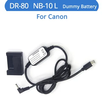 De Tip C USB Power Bank Cablu DR-80 DC Coupler NB-10L Dummy Baterie Pentru Canon G1X G3X G15 G16 SX40 SX50 Powershot SX60 SX60HS