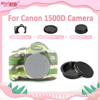 Pentru Canon EOS 1500D DSLR Accesorii Corp Moale Capacul din Cauciuc Silicon Caz, Cu Corpul Camerei Capac Obiectiv Capac Posterior aparat de Fotografiat Sac de Piele
