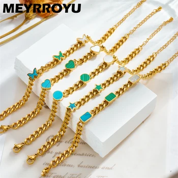 MEYRROYU 316 din Oțel Inoxidabil de Aur Brățară Fluture Rotund Inima Pandantiv Pentru Femei New Sosire Bijuterii Cadouri Accesorii Bijoux