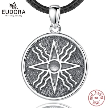 Eudora 925 Sterling Silver Star de Shamash Colier Vintage Asirian stele Amuleta Pandantiv Personalitate Bijuterii Cadouri pentru Femei, Barbat