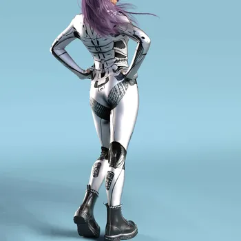IOOTIANY Femei Guler de Simulare 3D de Imprimare Robot Zip Full Body Body Body Costum de Halloween Romper Maneca Lunga
