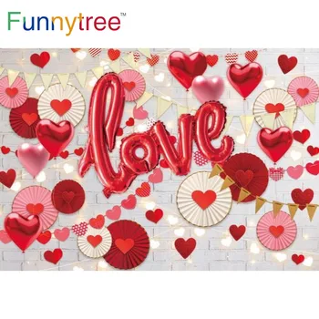Funnytree Nunta de Dragoste de Fundal Fericit Ziua Îndrăgostiților Banner Zid de Cărămidă cabină de Duș de Mireasă Petrecerea de Ziua Photophone Fundal