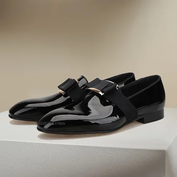 Catarama De Metal Arc De Design Negru Din Piele De Moda Alunecare Pe Pantofi Pentru Bărbați De Lux De Nunta Banchet Office Barbati Pantofi Rochie