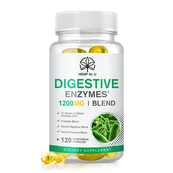 HFU Enzime Digestive Capsule Prebiotice Supliment Calma Indigestie Vegan Formula pentru o Mai bună Digestie & Lactoză Absorbție