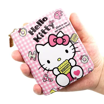 Kawaii Hello Kitty Fermoar Scurt Monedă Pungă De Desene Animate Drăguț Sanrio Accesorii Anime Rechizite Business Card Caz Fata Cadou