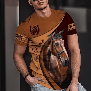 Oamenii lui animal cal 3D imprimate T-shirt, cu mâneci scurte, casual, la modă, supradimensionate, unisex îmbrăcăminte pentru bărbați