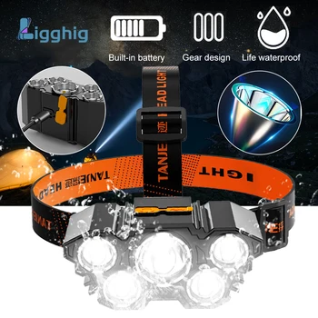 5 LED Far USB Reîncărcabilă Lanterna Puternica Impermeabil în aer liber Camping Pescuit Super Bright Lanterna Torch Lampă