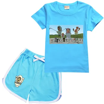 2023 Vara Joc de Groază Skibidi Toaletă Haine Seturi de Desene animate pentru Copii T-shirt, pantaloni Scurți Set de Două piese Baieti Trening Fete Haine