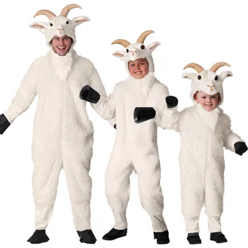 Halloween pentru copii zi de performanță etapă de adult pentru copii animale sălbatice lung cu părul de capră ram rock Costum de oaie
