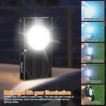 Mini-Patru-Sursa de lumina Lanterna USB de Încărcare de Alb Lumina Principala cu Rosu/Albastru/Violet Parte Lampă Magnetică Breloc Lanterna UV Mini-Patru-Sursa de lumina Lanterna USB de Încărcare de Alb Lumina Principala cu Rosu/Albastru/Violet Parte Lampă Magnetică Breloc Lanterna UV 4