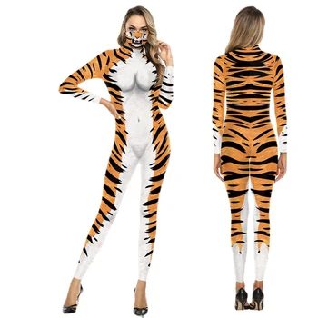 iubitorii de Cuplu costum Girafa-Tigru Piele de leopard de Imprimare 3D Sexy Costume Cosplay Costum Salopeta Salopeta cu Maneci Lungi Haine