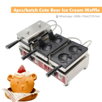 4 Buc Electrice De Făcut Vafe Animale, Desene Animate, Ursul Forma Taiyaki Mașini Pentru Umplerea Ice Cream Waffle Cone De Mașini Echipamente De Copt
