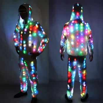 LED Luminos Costum de Holloween Condus Haine Sacou Pantaloni de Dans Creativ Lumina Costum Luminos Haine Impermeabile Costume Strălucire